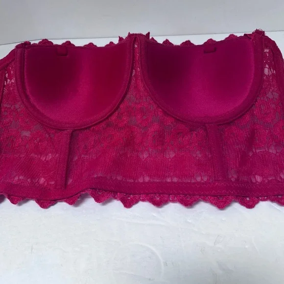 Windsor Romantic Red Lace Sequin Heavily Beaded Bustier Top Coquette Size M READ - Picture 8 of 11